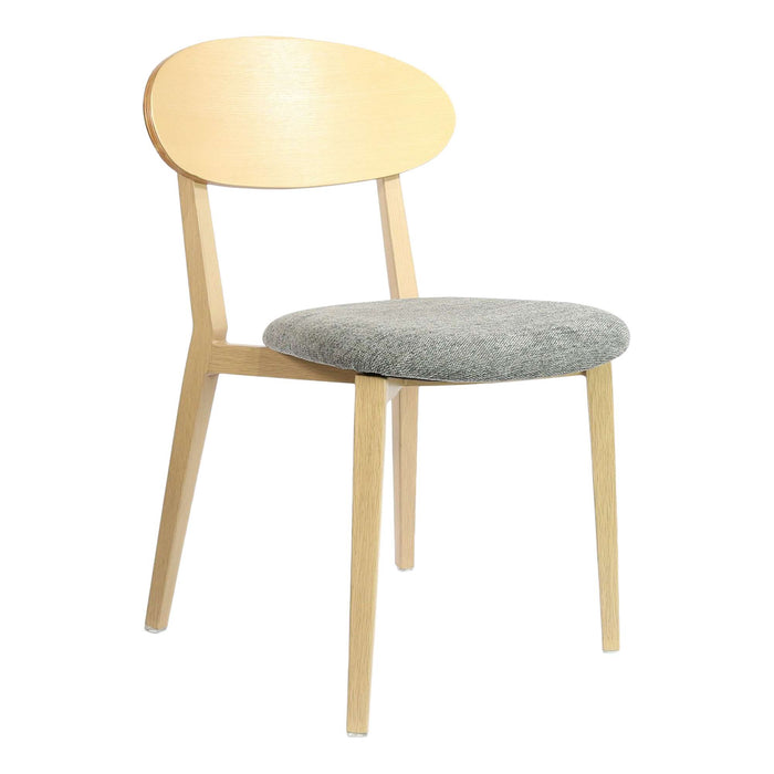 Durafurn Atlanta Chair - Narrow Ply Backrest - Oak Frame/ Grey Fabric Seat & Ply Backrest