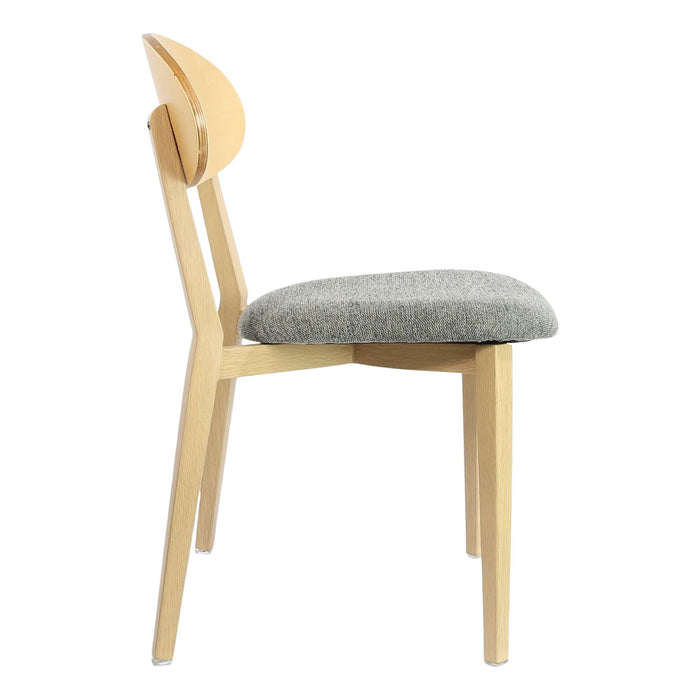 Durafurn Atlanta Chair - Narrow Ply Backrest - Oak Frame/ Grey Fabric Seat & Ply Backrest