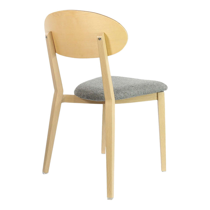 Durafurn Atlanta Chair - Narrow Ply Backrest - Oak Frame/ Grey Fabric Seat & Ply Backrest