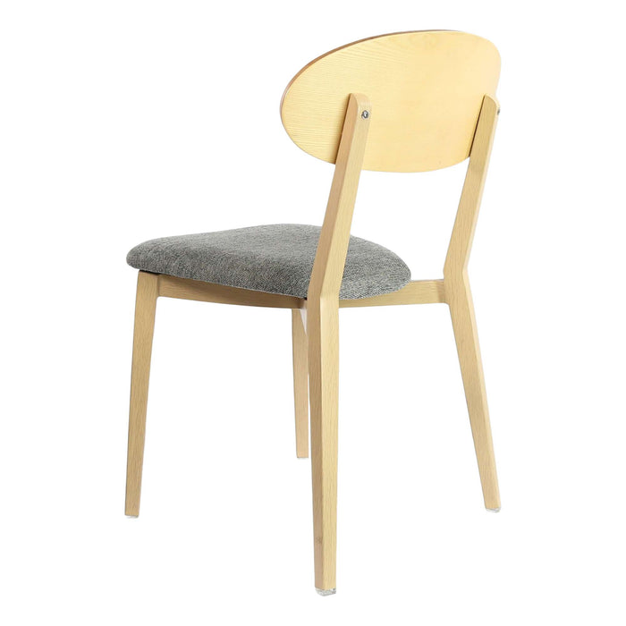 Durafurn Atlanta Chair - Narrow Ply Backrest - Oak Frame/ Grey Fabric Seat & Ply Backrest