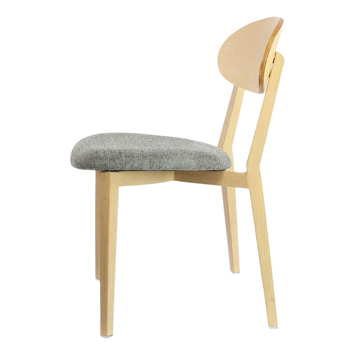 Durafurn Atlanta Chair - Narrow Ply Backrest - Oak Frame/ Grey Fabric Seat & Ply Backrest