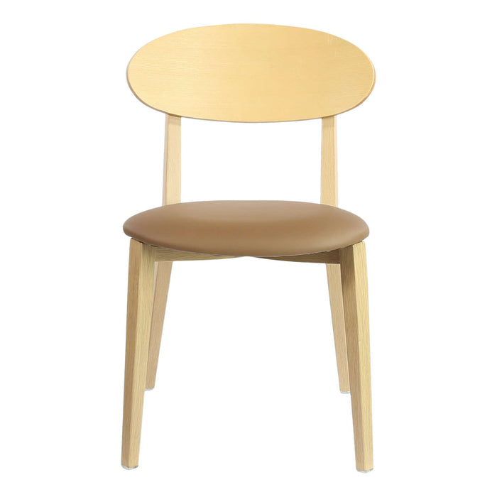 Durafurn Atlanta Chair - Narrow Ply Backrest - Oak Frame/Taupe Vinyl Seat & Ply Backrest