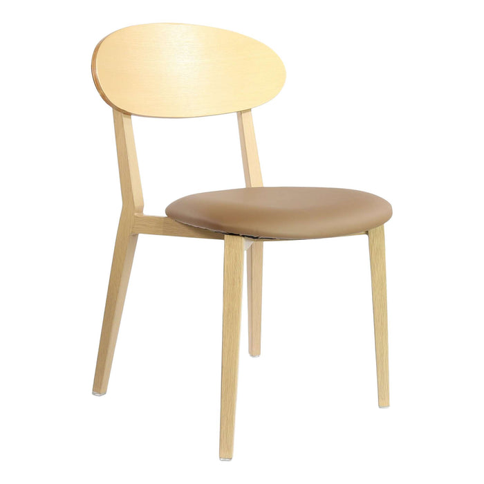 Durafurn Atlanta Chair - Narrow Ply Backrest - Oak Frame/Taupe Vinyl Seat & Ply Backrest