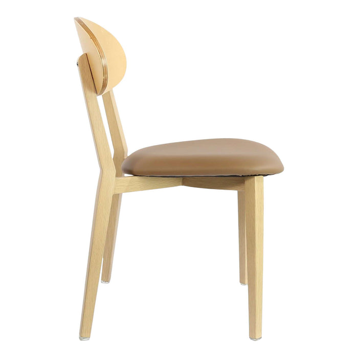 Durafurn Atlanta Chair - Narrow Ply Backrest - Oak Frame/Taupe Vinyl Seat & Ply Backrest