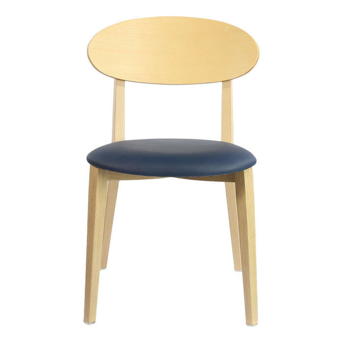 Durafurn Atlanta Chair - Narrow Ply Backrest - Oak Frame/Navy Vinyl Seat & Ply Backrest