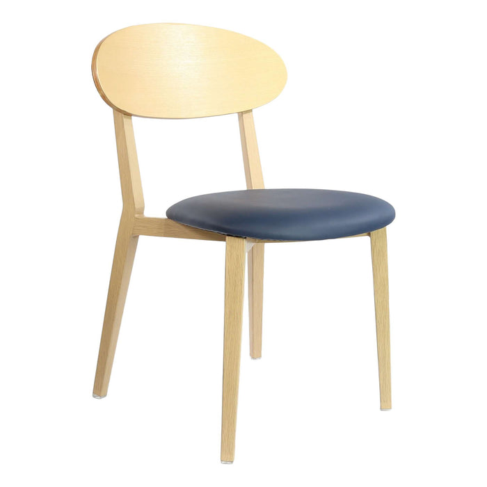 Durafurn Atlanta Chair - Narrow Ply Backrest - Oak Frame/Navy Vinyl Seat & Ply Backrest