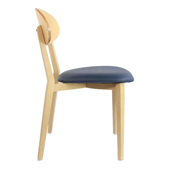Durafurn Atlanta Chair - Narrow Ply Backrest - Oak Frame/Navy Vinyl Seat & Ply Backrest