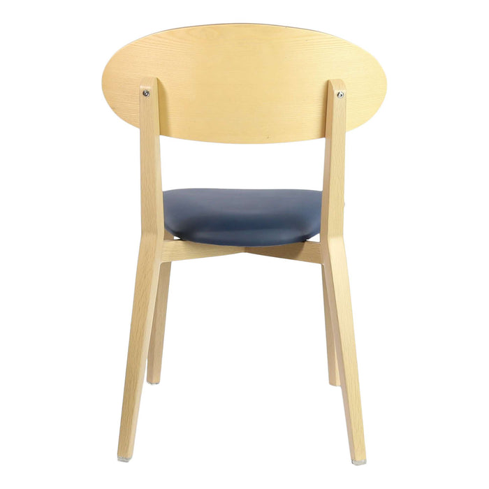 Durafurn Atlanta Chair - Narrow Ply Backrest - Oak Frame/Navy Vinyl Seat & Ply Backrest