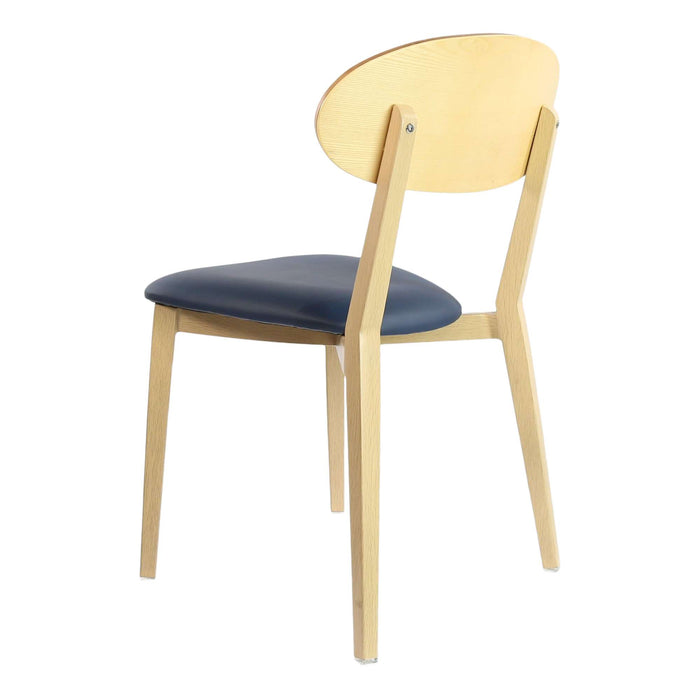 Durafurn Atlanta Chair - Narrow Ply Backrest - Oak Frame/Navy Vinyl Seat & Ply Backrest