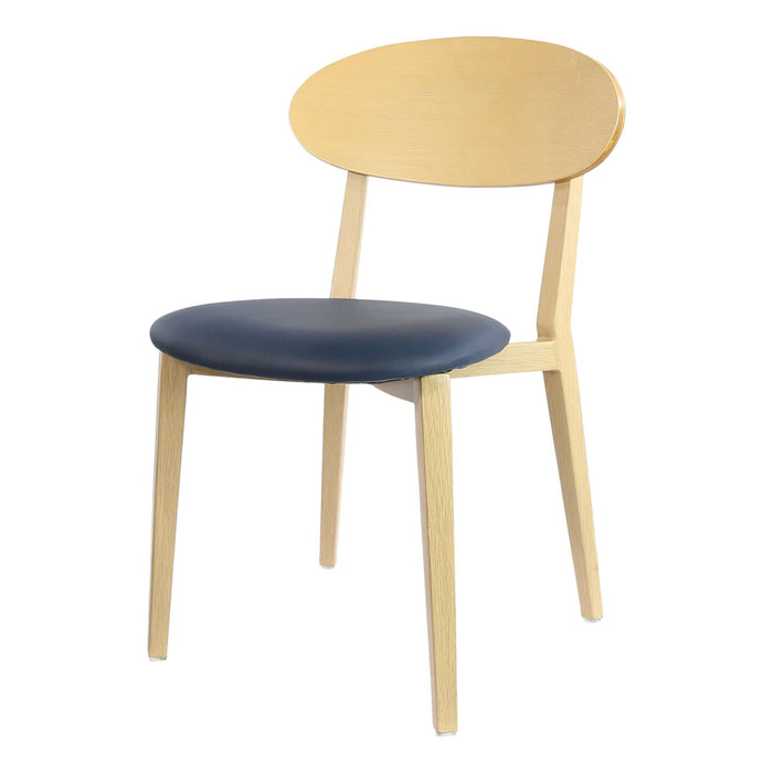 Durafurn Atlanta Chair - Narrow Ply Backrest - Oak Frame/Navy Vinyl Seat & Ply Backrest