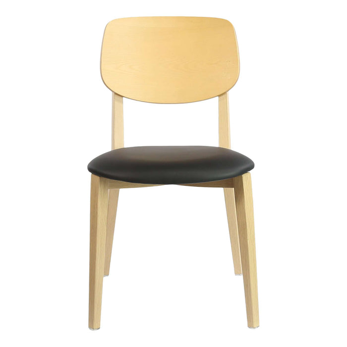 Durafurn Atlanta Chair - large Ply Backrest - Oak Frame/Black Vinyl Seat & Ply Backrest