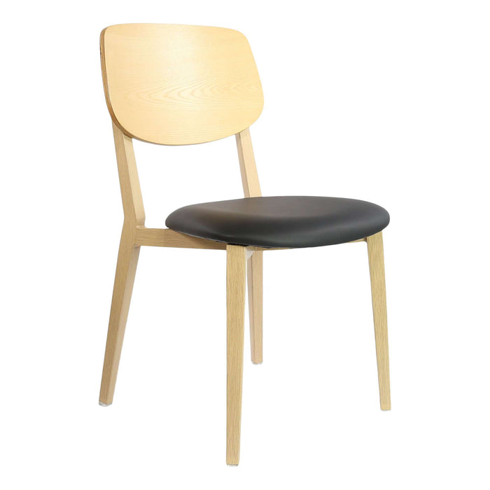 Durafurn Atlanta Chair - large Ply Backrest - Oak Frame/Black Vinyl Seat & Ply Backrest