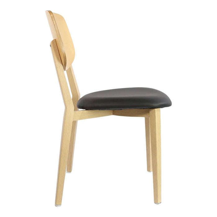 Durafurn Atlanta Chair - large Ply Backrest - Oak Frame/Black Vinyl Seat & Ply Backrest