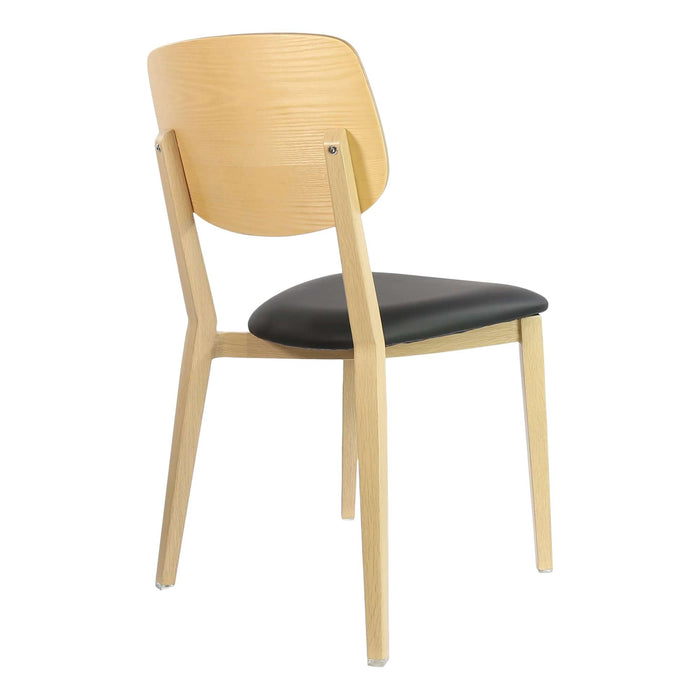 Durafurn Atlanta Chair - large Ply Backrest - Oak Frame/Black Vinyl Seat & Ply Backrest