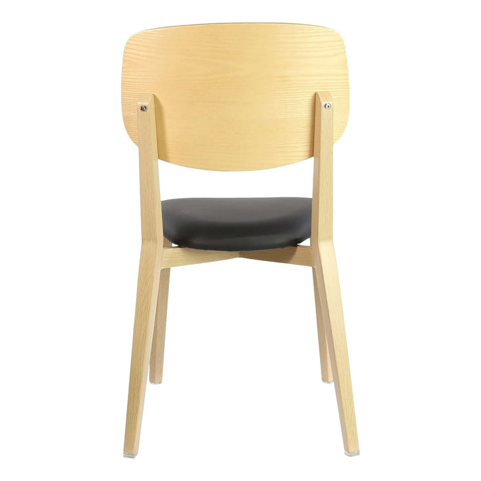 Durafurn Atlanta Chair - large Ply Backrest - Oak Frame/Black Vinyl Seat & Ply Backrest