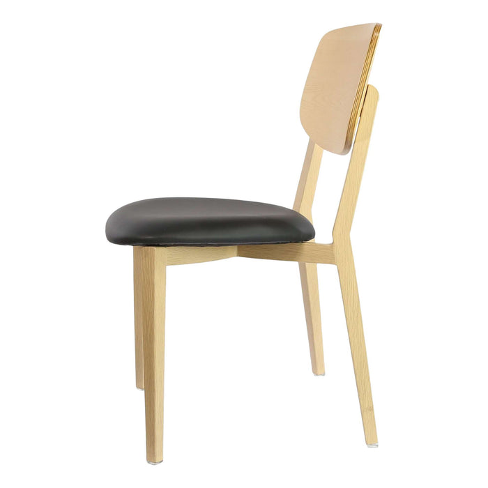 Durafurn Atlanta Chair - large Ply Backrest - Oak Frame/Black Vinyl Seat & Ply Backrest