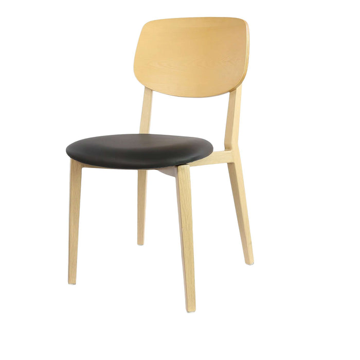 Durafurn Atlanta Chair - large Ply Backrest - Oak Frame/Black Vinyl Seat & Ply Backrest