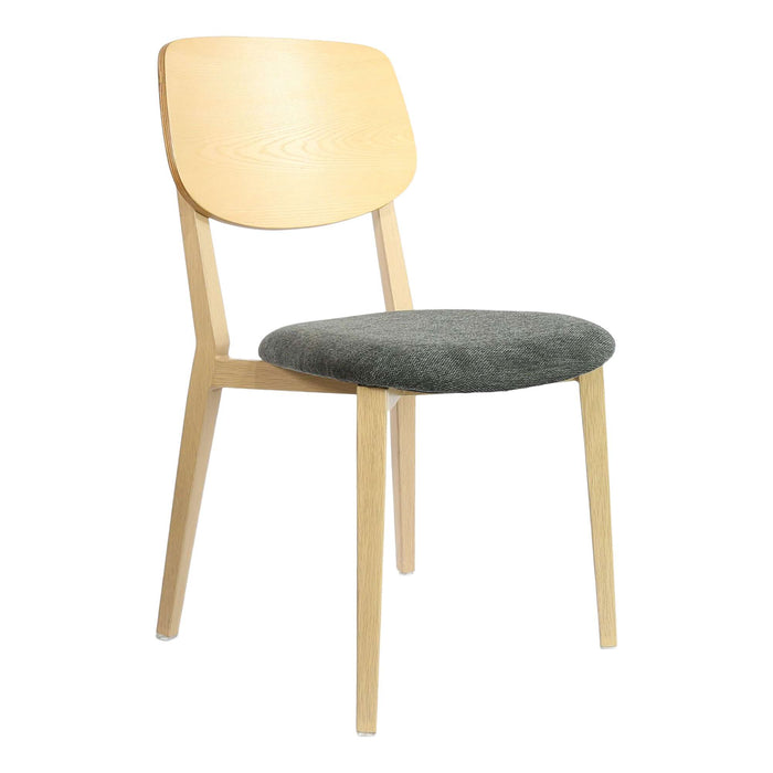 Durafurn Atlanta Chair - large Ply Backrest - Oak Frame/Dark Grey Fabric Seat & Ply Backrest