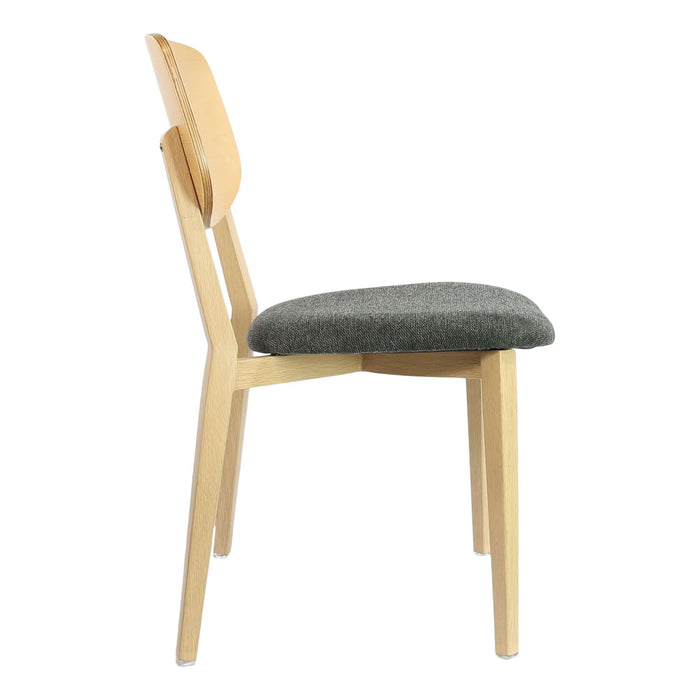 Durafurn Atlanta Chair - large Ply Backrest - Oak Frame/Dark Grey Fabric Seat & Ply Backrest