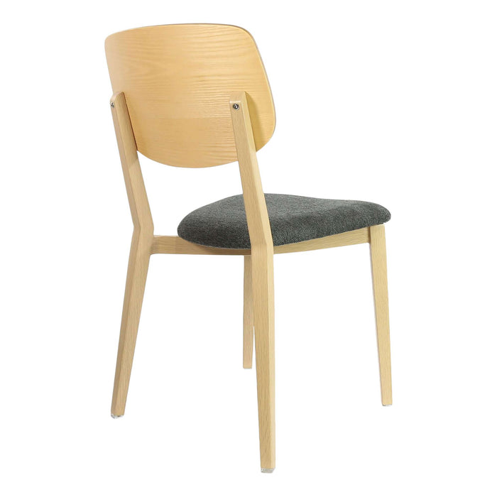 Durafurn Atlanta Chair - large Ply Backrest - Oak Frame/Dark Grey Fabric Seat & Ply Backrest