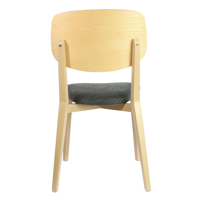 Durafurn Atlanta Chair - large Ply Backrest - Oak Frame/Dark Grey Fabric Seat & Ply Backrest