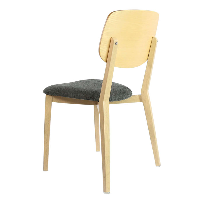 Durafurn Atlanta Chair - large Ply Backrest - Oak Frame/Dark Grey Fabric Seat & Ply Backrest