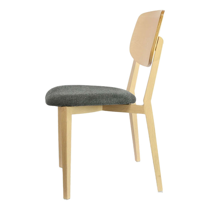 Durafurn Atlanta Chair - large Ply Backrest - Oak Frame/Dark Grey Fabric Seat & Ply Backrest