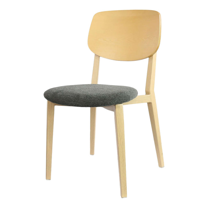 Durafurn Atlanta Chair - large Ply Backrest - Oak Frame/Dark Grey Fabric Seat & Ply Backrest