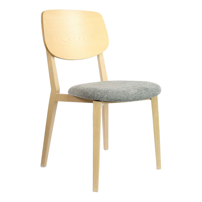 Durafurn Atlanta Chair - large Ply Backrest - Oak Frame/ Grey Fabric Seat & Ply Backrest