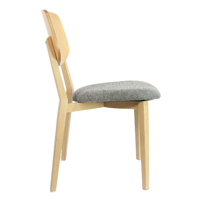 Durafurn Atlanta Chair - large Ply Backrest - Oak Frame/ Grey Fabric Seat & Ply Backrest