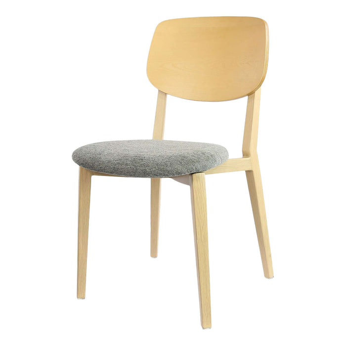 Durafurn Atlanta Chair - large Ply Backrest - Oak Frame/ Grey Fabric Seat & Ply Backrest