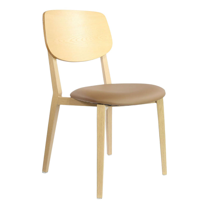 Durafurn Atlanta Chair - large Ply Backrest - Oak Frame/Taupe Vinyl Seat & Ply Backrest