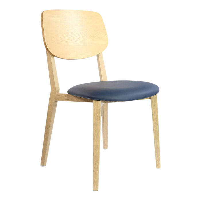 Durafurn Atlanta Chair - large Ply Backrest - Oak Frame/Navy Vinyl Seat & Ply Backrest