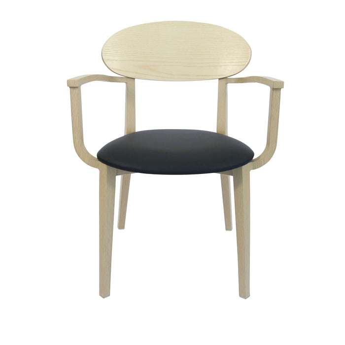 Durafurn Atlanta Armchair - Narrow Ply Backrest - Oak Frame/Black Vinyl Seat & Ply Backrest