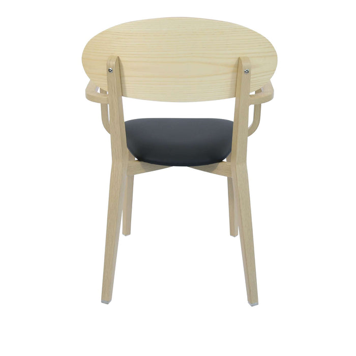 Durafurn Atlanta Armchair - Narrow Ply Backrest - Oak Frame/Black Vinyl Seat & Ply Backrest