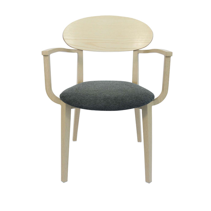 Durafurn Atlanta Armchair - Narrow Ply Backrest - Oak Frame/Dark Grey Fabric Seat & Ply Backrest