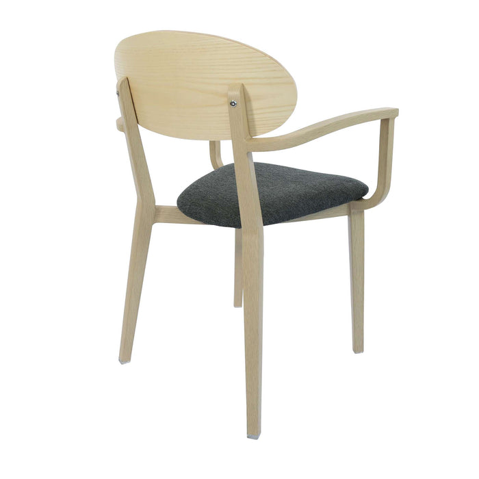 Durafurn Atlanta Armchair - Narrow Ply Backrest - Oak Frame/Dark Grey Fabric Seat & Ply Backrest
