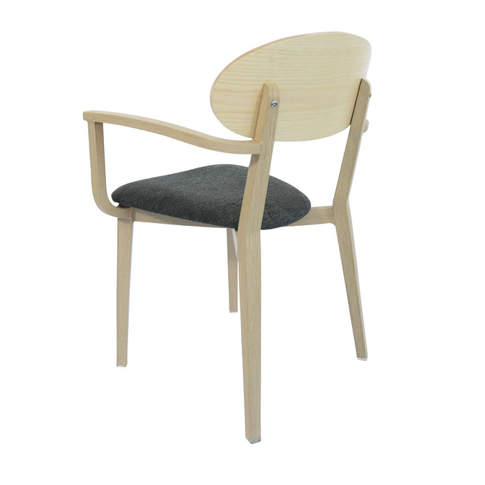 Durafurn Atlanta Armchair - Narrow Ply Backrest - Oak Frame/Dark Grey Fabric Seat & Ply Backrest
