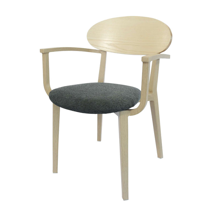 Durafurn Atlanta Armchair - Narrow Ply Backrest - Oak Frame/Dark Grey Fabric Seat & Ply Backrest