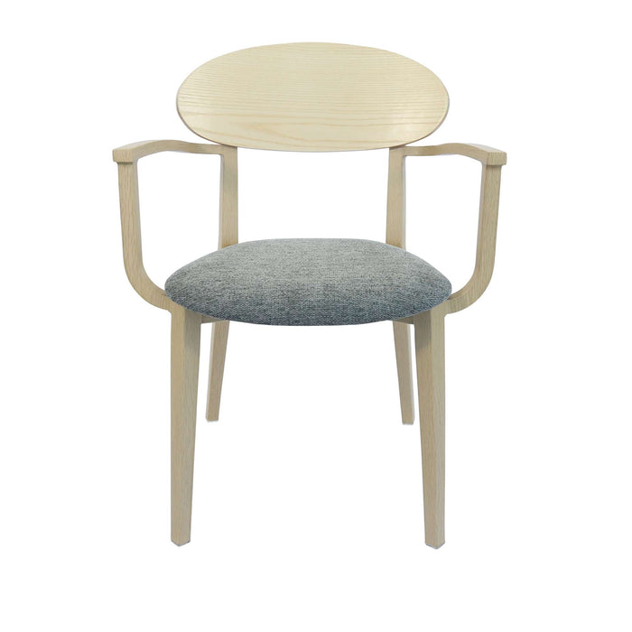 Durafurn Atlanta Armchair - Narrow Ply Backrest - Oak Frame/ Grey Fabric Seat & Ply Backrest