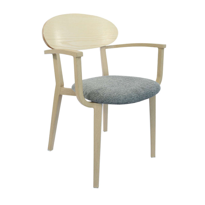 Durafurn Atlanta Armchair - Narrow Ply Backrest - Oak Frame/ Grey Fabric Seat & Ply Backrest