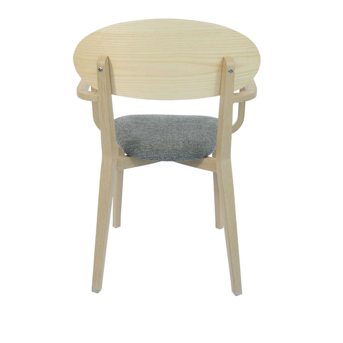 Durafurn Atlanta Armchair - Narrow Ply Backrest - Oak Frame/ Grey Fabric Seat & Ply Backrest
