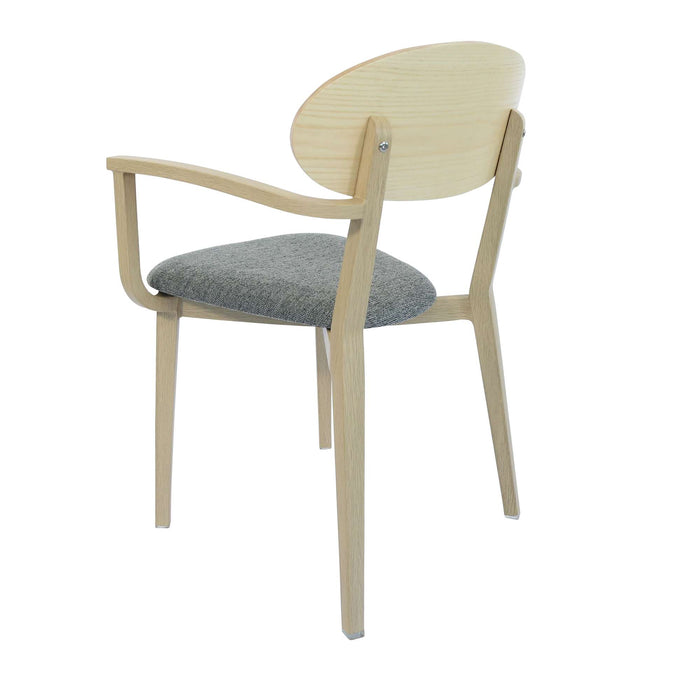 Durafurn Atlanta Armchair - Narrow Ply Backrest - Oak Frame/ Grey Fabric Seat & Ply Backrest