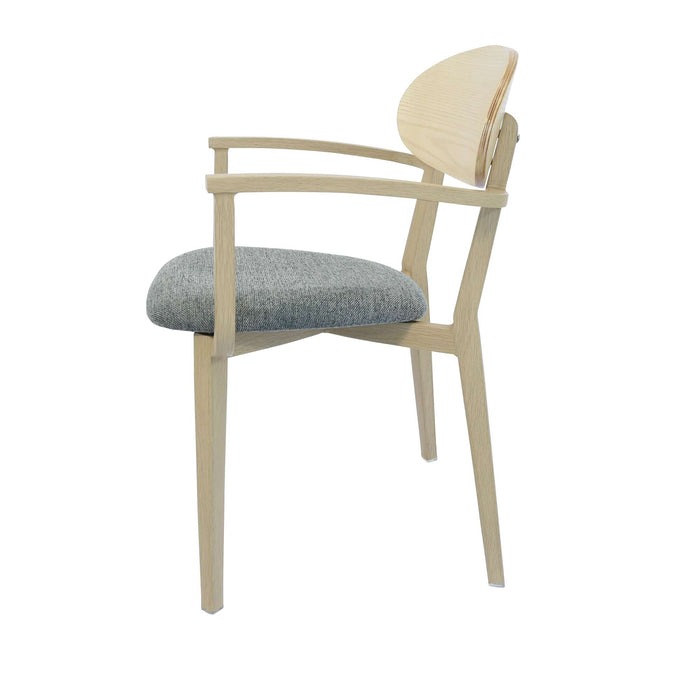 Durafurn Atlanta Armchair - Narrow Ply Backrest - Oak Frame/ Grey Fabric Seat & Ply Backrest