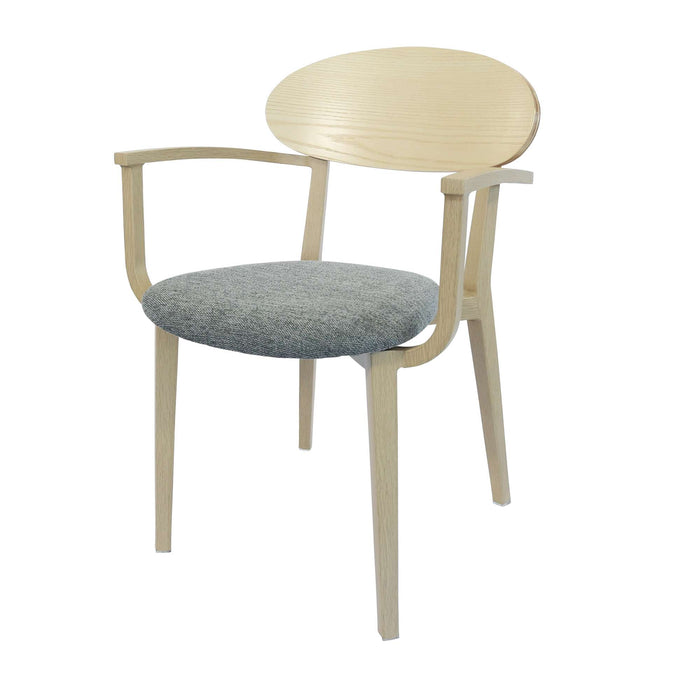 Durafurn Atlanta Armchair - Narrow Ply Backrest - Oak Frame/ Grey Fabric Seat & Ply Backrest