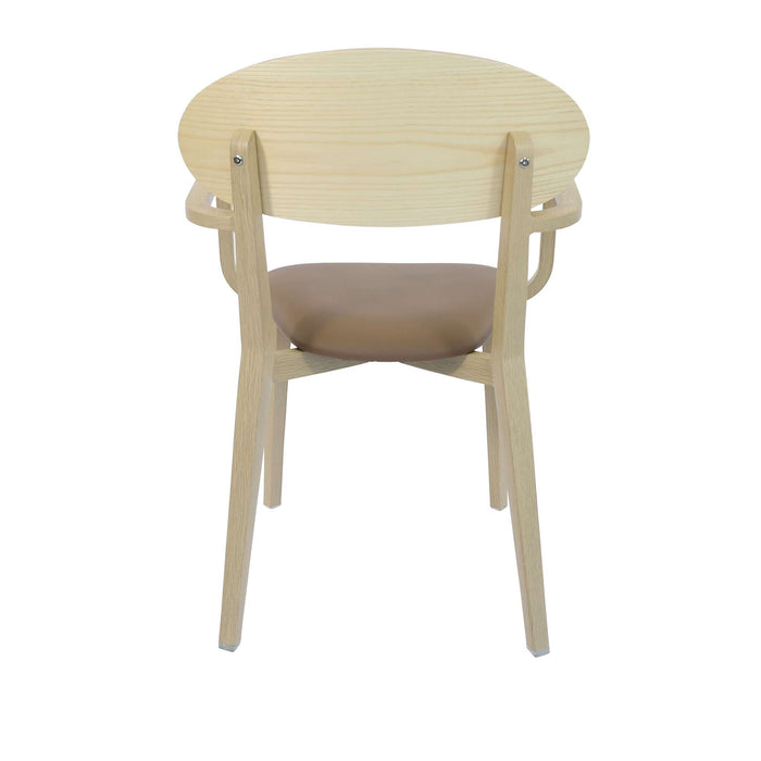 Durafurn Atlanta Armchair - Narrow Ply Backrest - Oak Frame/Taupe Vinyl Seat & Ply Backrest