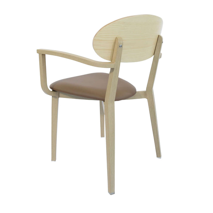 Durafurn Atlanta Armchair - Narrow Ply Backrest - Oak Frame/Taupe Vinyl Seat & Ply Backrest