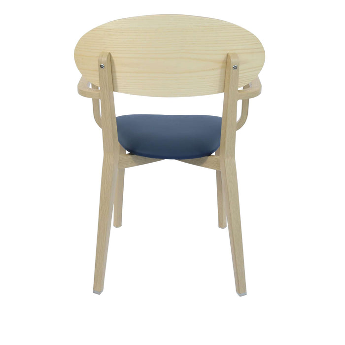 Durafurn Atlanta Armchair - Narrow Ply Backrest - Oak Frame/Navy Vinyl Seat & Ply Backrest