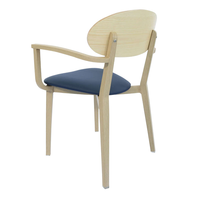 Durafurn Atlanta Armchair - Narrow Ply Backrest - Oak Frame/Navy Vinyl Seat & Ply Backrest