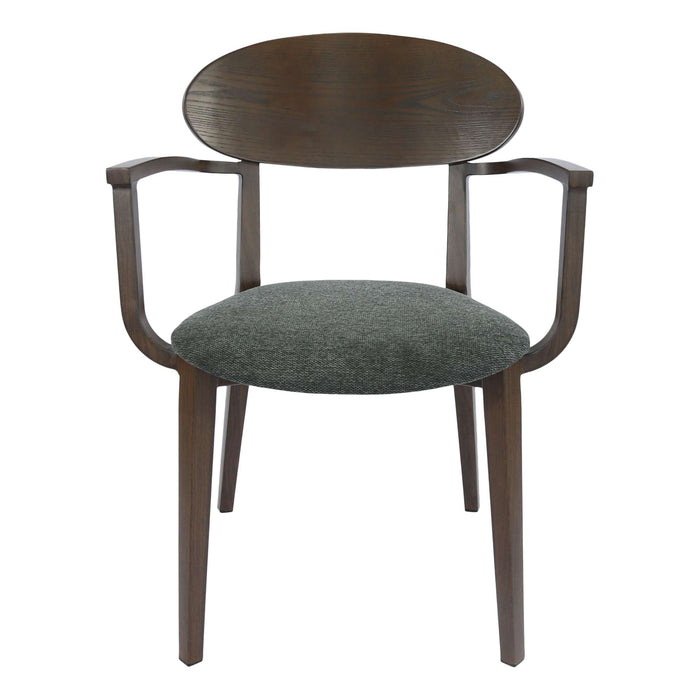Durafurn Atlanta Armchair - Narrow Ply Backrest - Wenge Frame/Dark Grey Fabric Seat & Ply Backrest